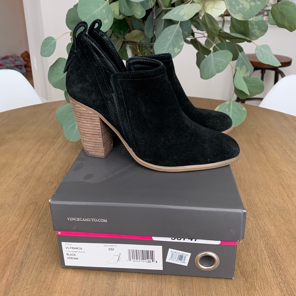 Vince Camuto black suede booties